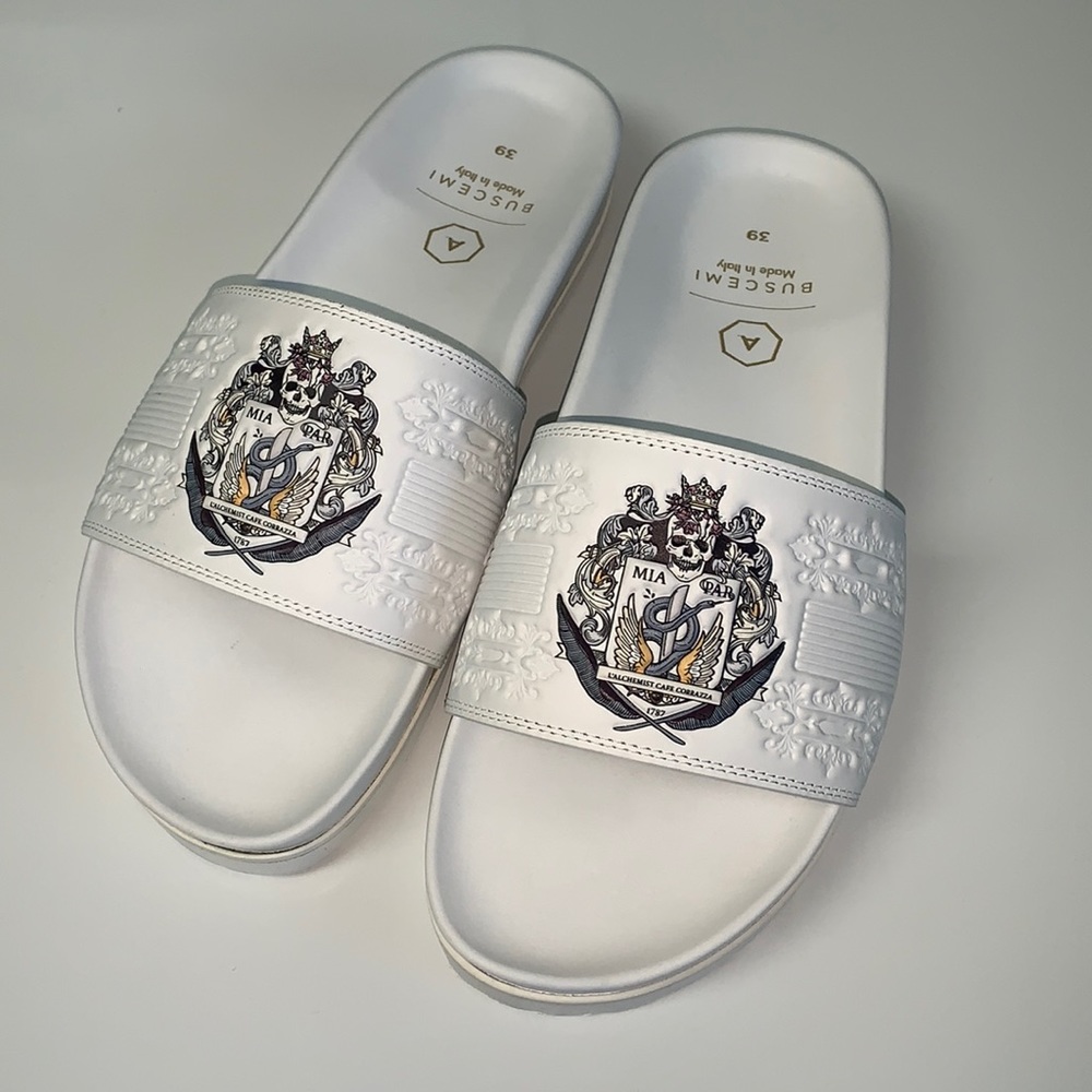 Buscemi Slide Scratch Leather Sandals